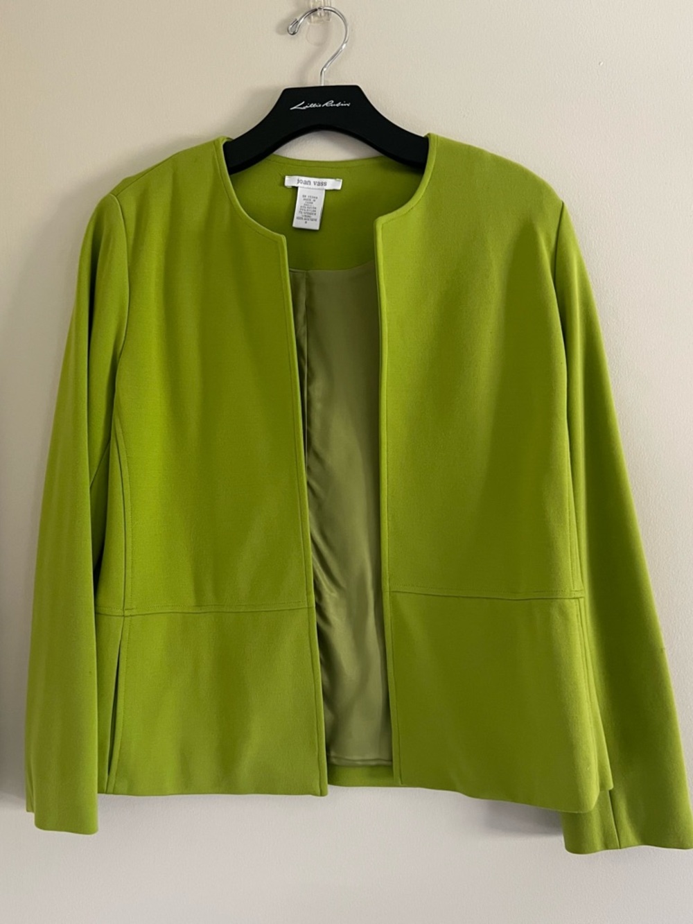 Joan Vass Women’s Spring Green Open-Front Jacket Size: S MSRP: $125